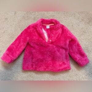 Baby GAP Bright Pink Fuzzy Sweater with Snaps and Pockets